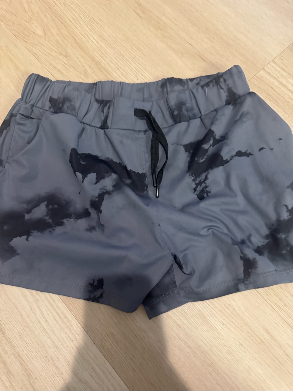 Women's Athletic Drawstring Shorts - Charcoal Tie-Dye